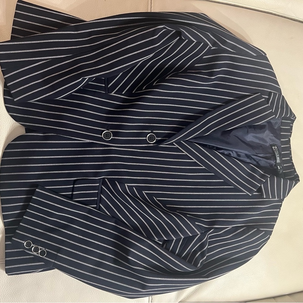 Nicely Worn Stylish Navy Striped Blazer Size 16
